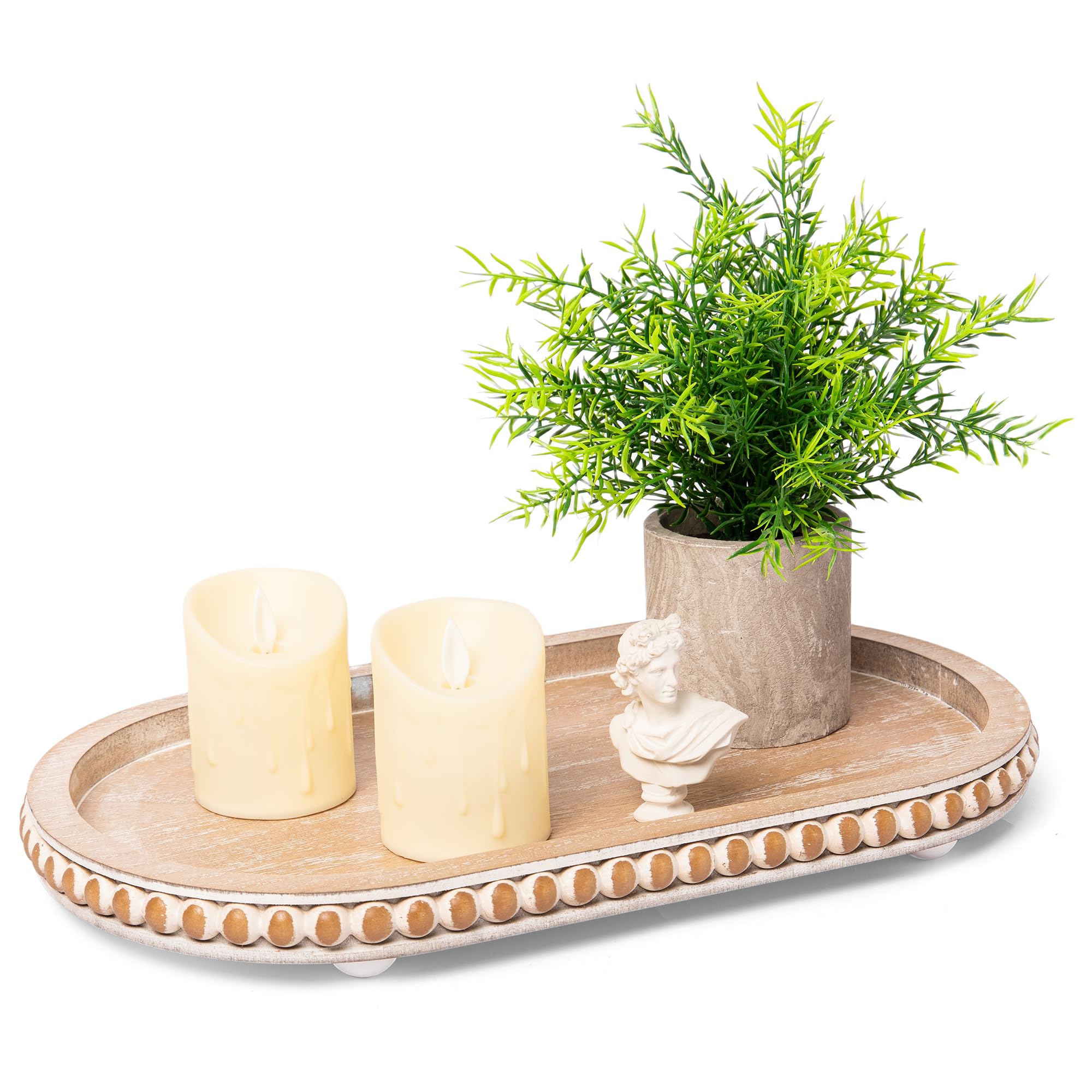 Amazon.com: HPC Decor 15in Oval Tray for Home Decor - Brown Wood